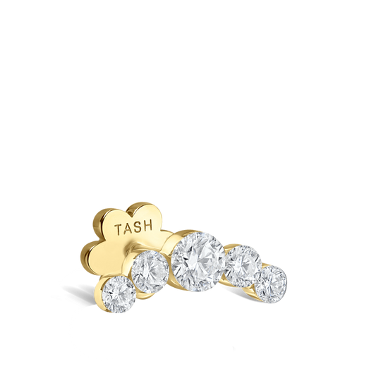 Invisible Set Five Diamond Open Curve Threaded Stud Earring