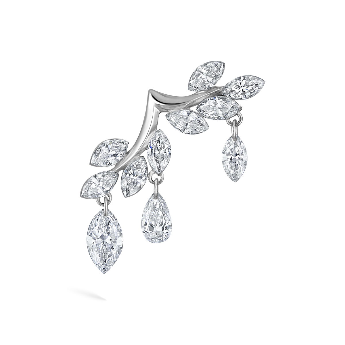 Diamond Vine Garland Threaded Stud Earring