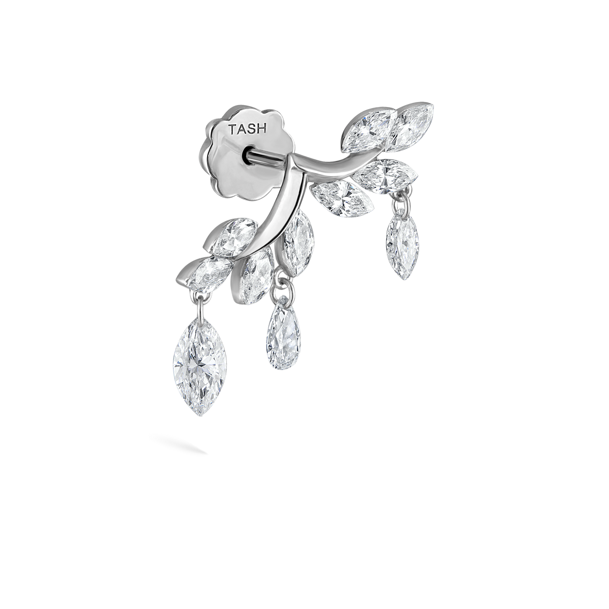 Diamond Vine Garland Threaded Stud Earring