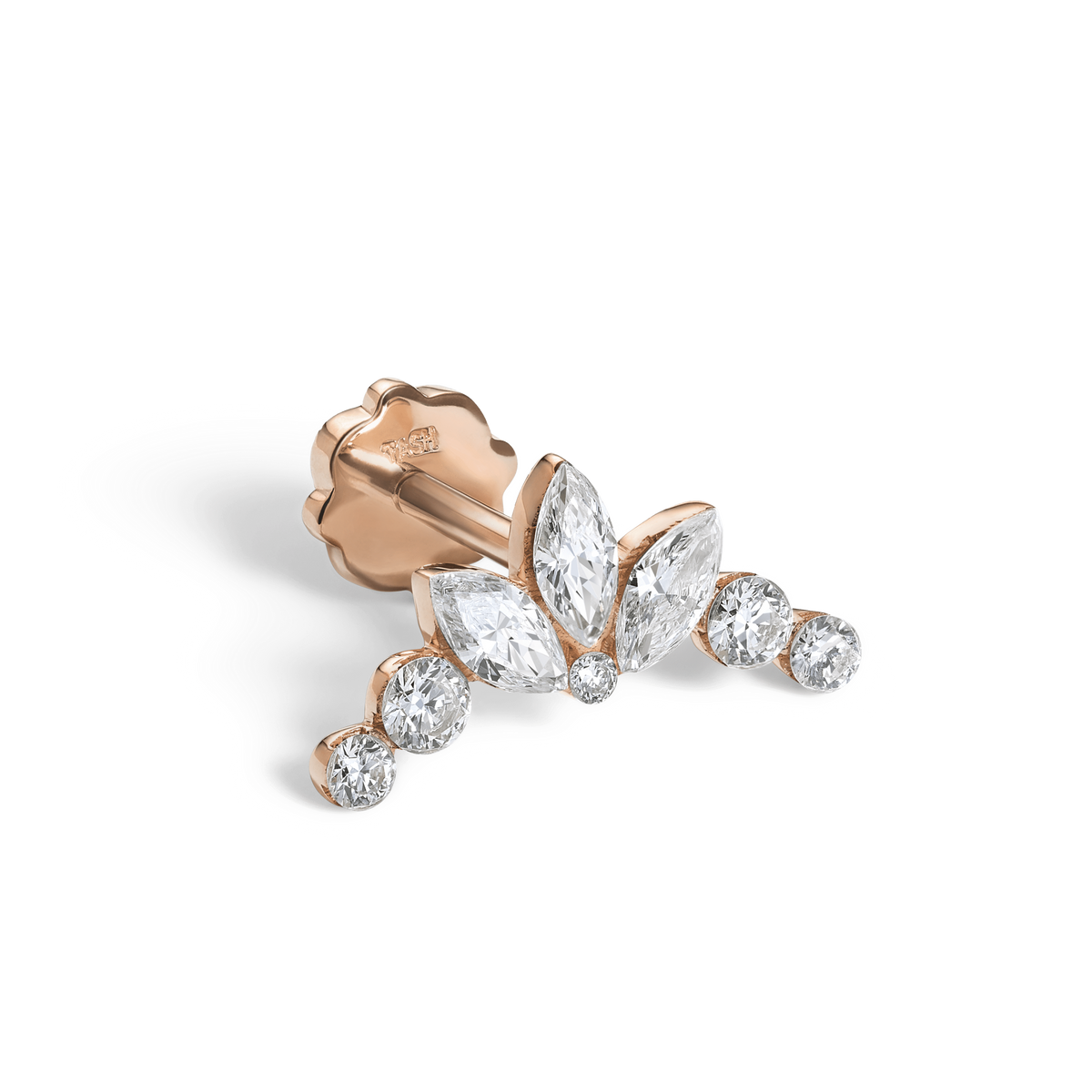 Invisible Set Diamond Lotus Garland Threaded Stud Earring