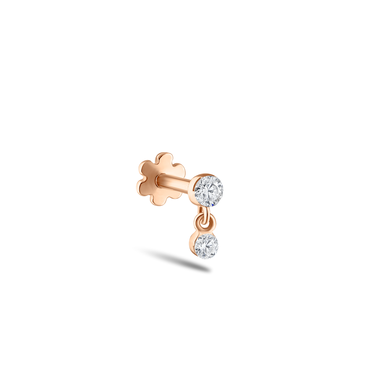Invisible Set Diamond Dangle Threaded Stud Earring
