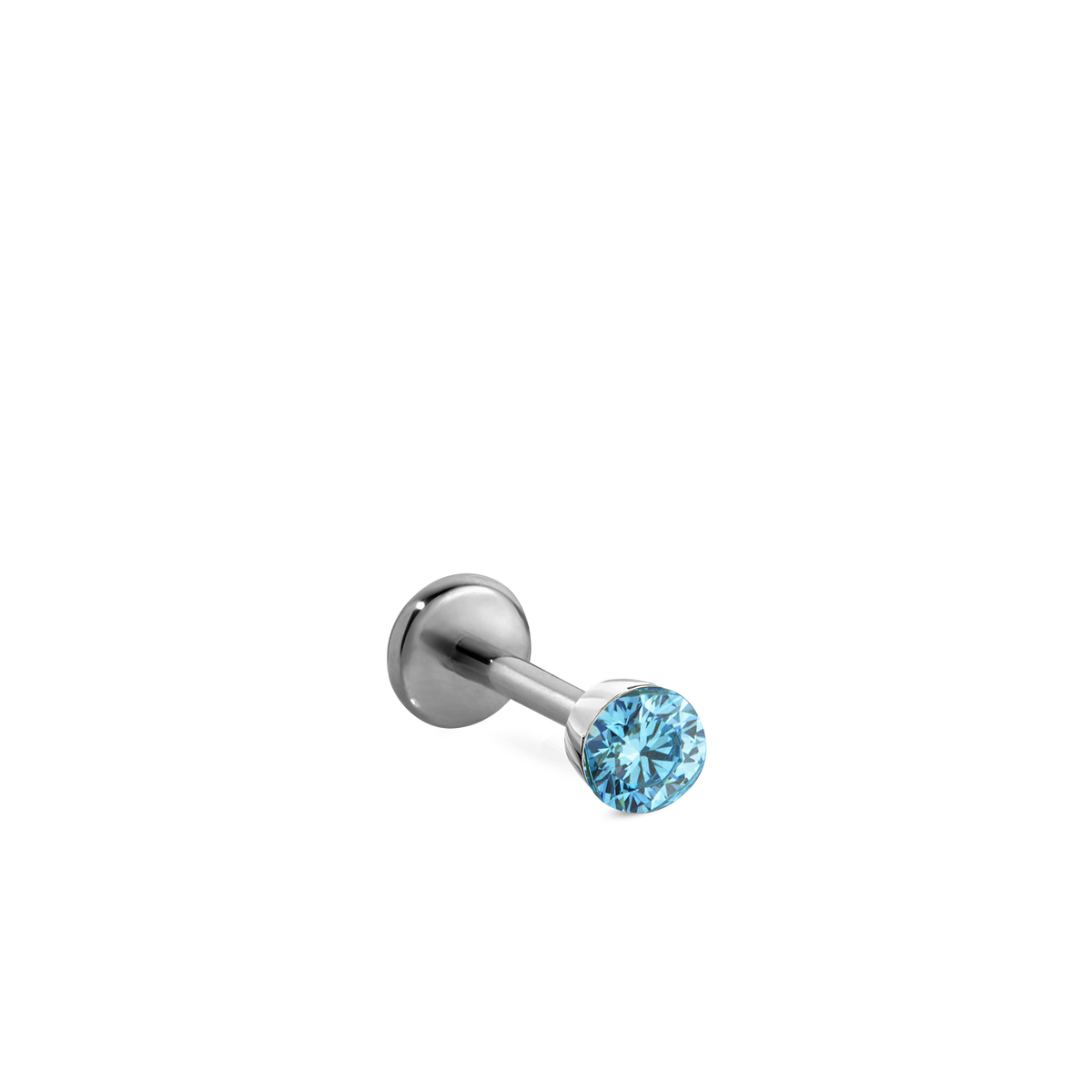 Invisible Set Light Blue Diamond Threaded Stud Earring With Titanium Backing