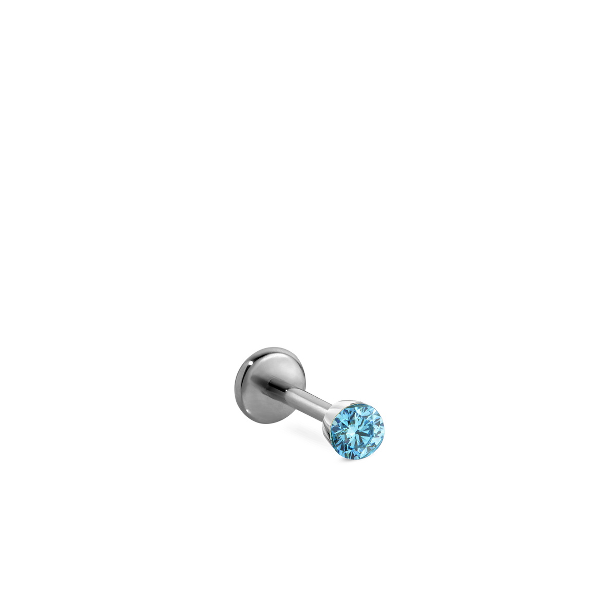 Invisible Set Light Blue Diamond Threaded Stud Earring With Titanium Backing