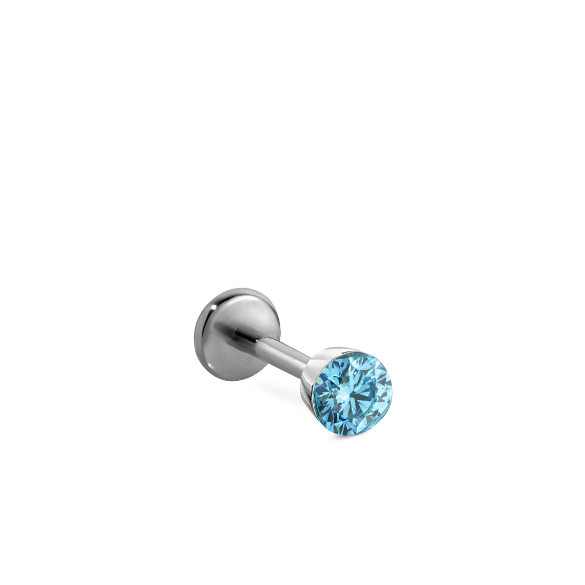 Invisible Set Light Blue Diamond Threaded Stud Earring With Titanium Backing