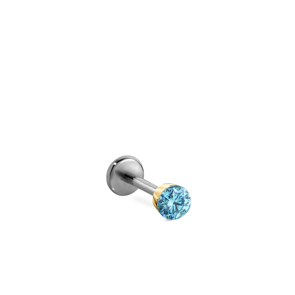 Invisible Set Light Blue Diamond Threaded Stud Earring With Titanium Backing