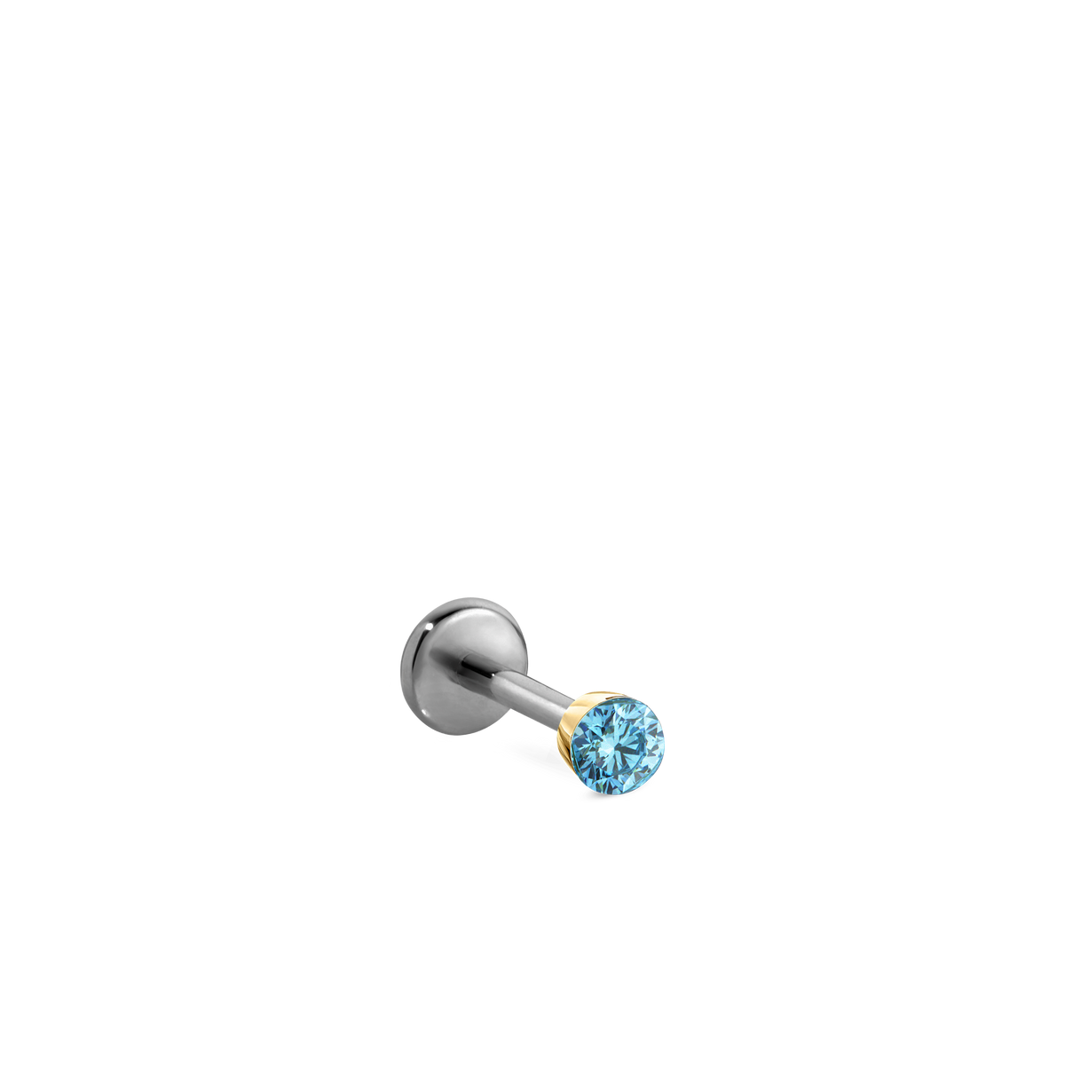 Invisible Set Light Blue Diamond Threaded Stud Earring With Titanium Backing