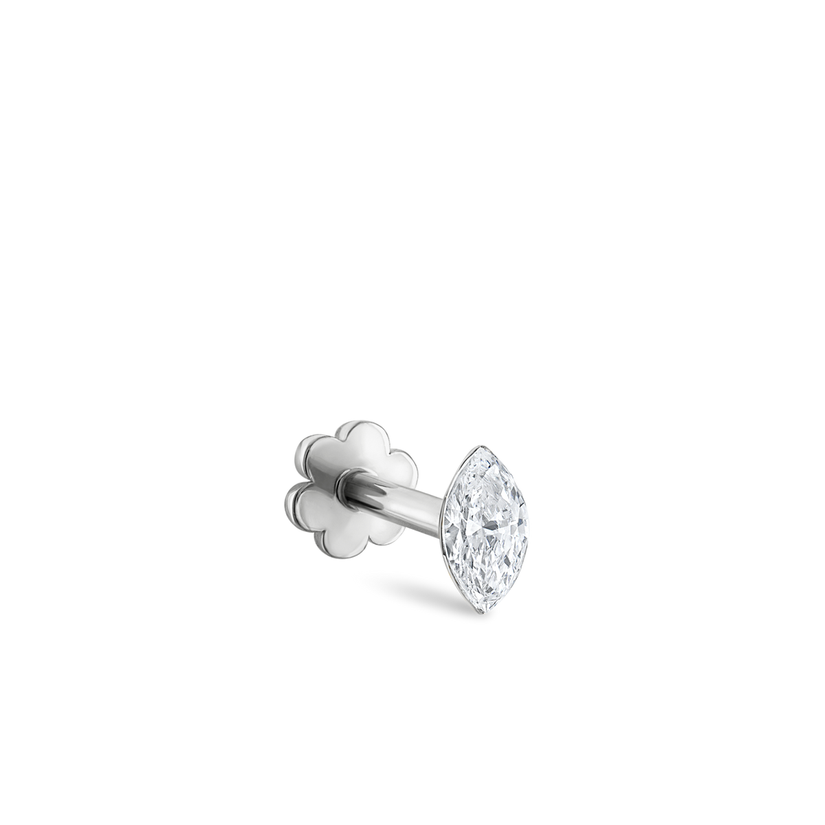 Invisible Set Diamond Marquise Threaded Stud Earring