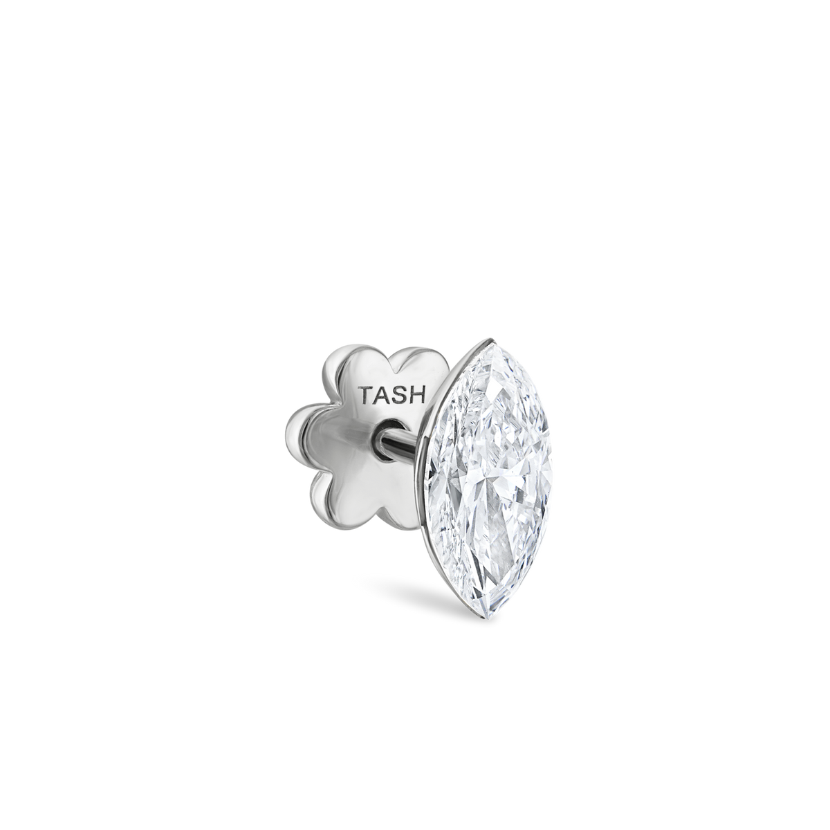 Invisible Set Diamond Marquise Threaded Stud Earring
