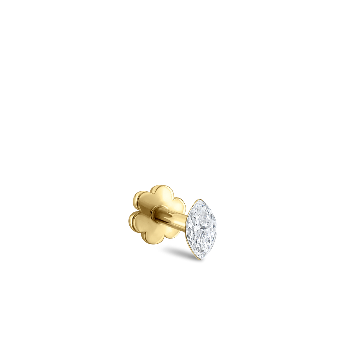 Invisible Set Diamond Marquise Threaded Stud Earring