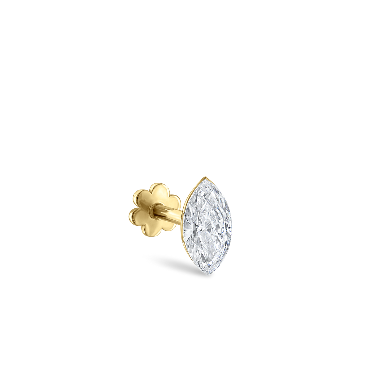 Invisible Set Diamond Marquise Threaded Stud Earring