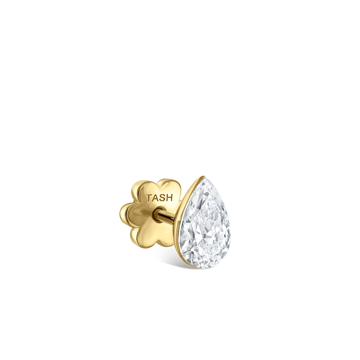 Invisible Set Diamond Pear Threaded Stud Earring