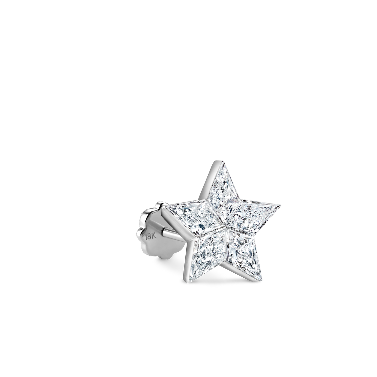 Invisible Set Diamond Star Threaded Stud Earring
