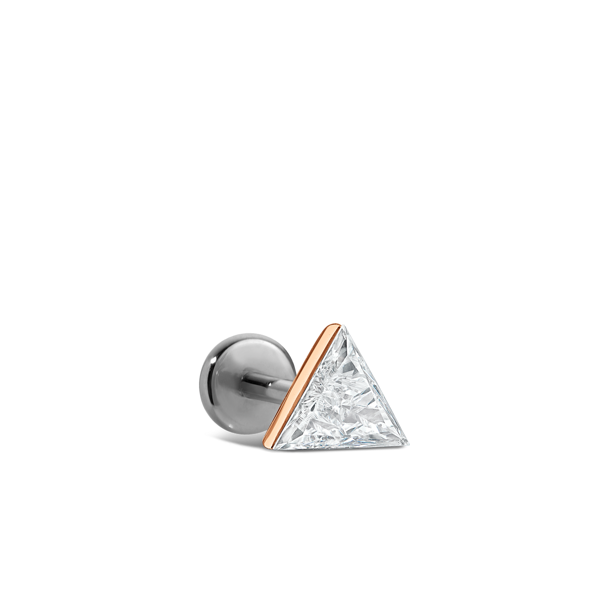 Invisible Set Triangle Diamond Threaded Stud Earring With Titanium Backing