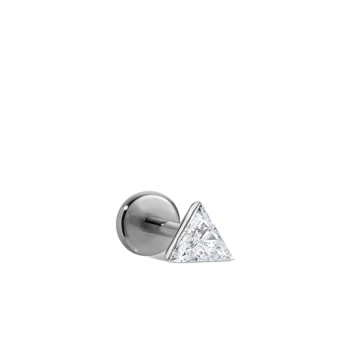 Invisible Set Triangle Diamond Threaded Stud Earring With Titanium Backing