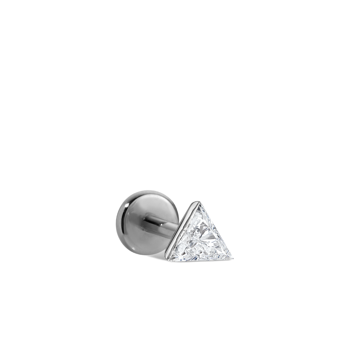 Invisible Set Triangle Diamond Threaded Stud Earring With Titanium Backing