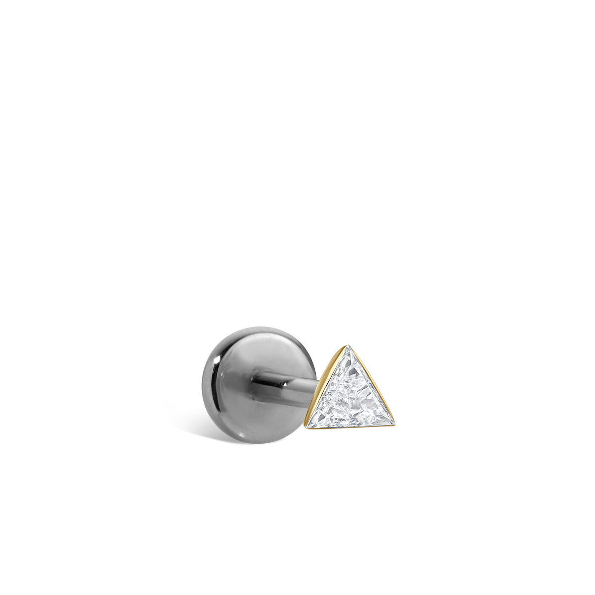 Invisible Set Triangle Diamond Threaded Stud Earring With Titanium Backing