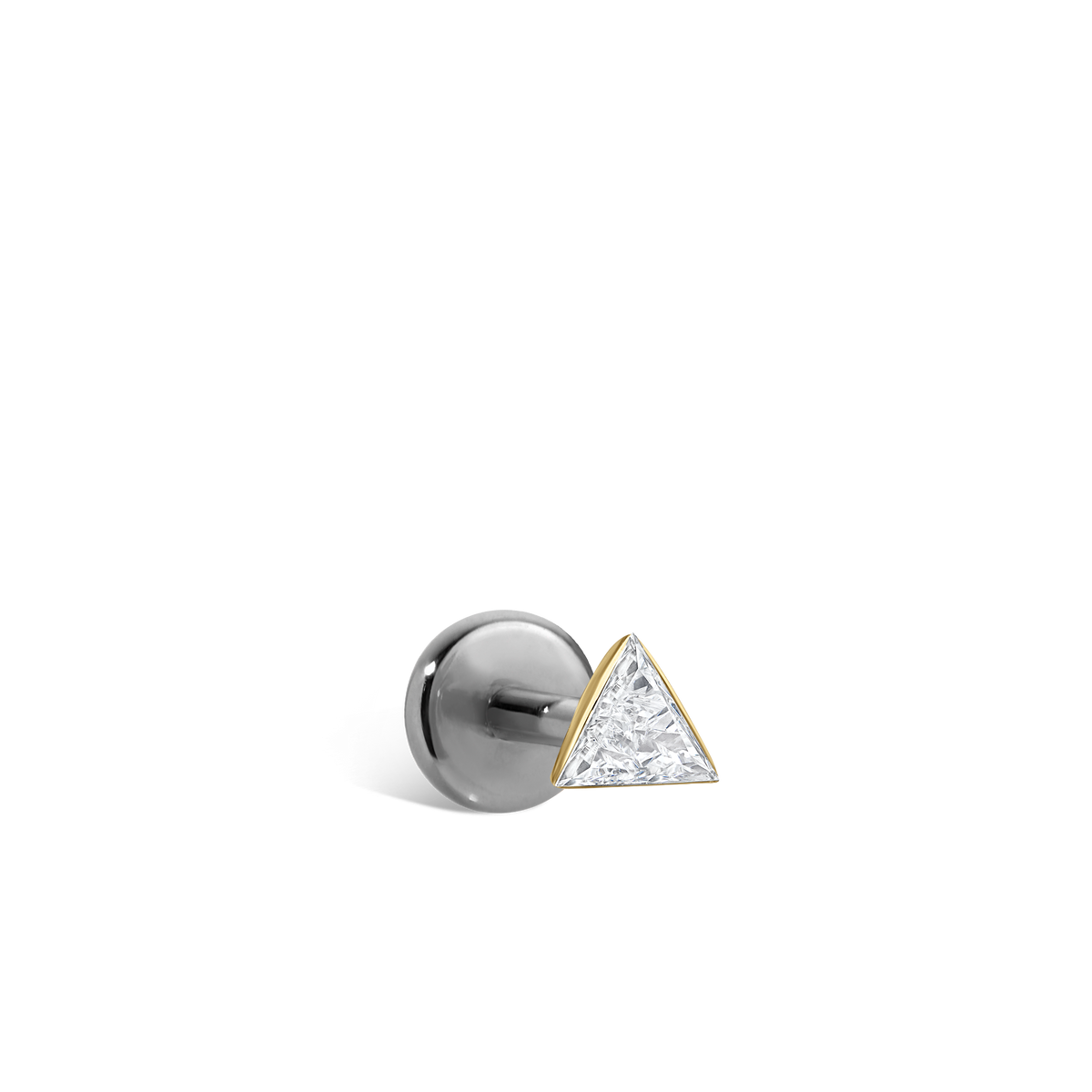 Invisible Set Triangle Diamond Threaded Stud Earring With Titanium Backing