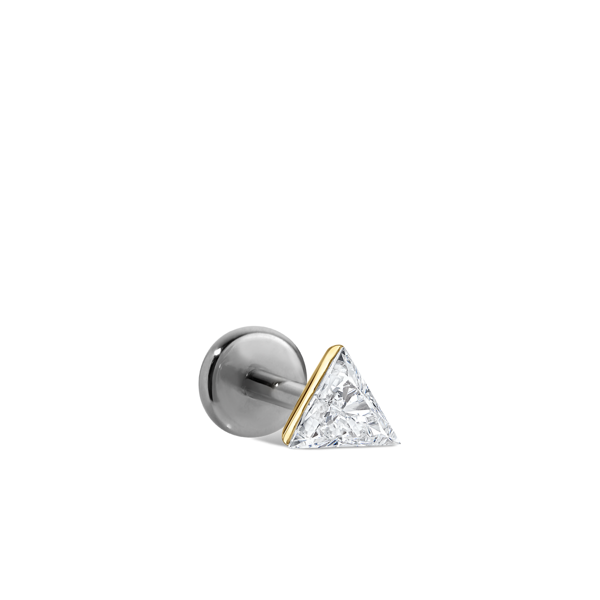Invisible Set Triangle Diamond Threaded Stud Earring With Titanium Backing