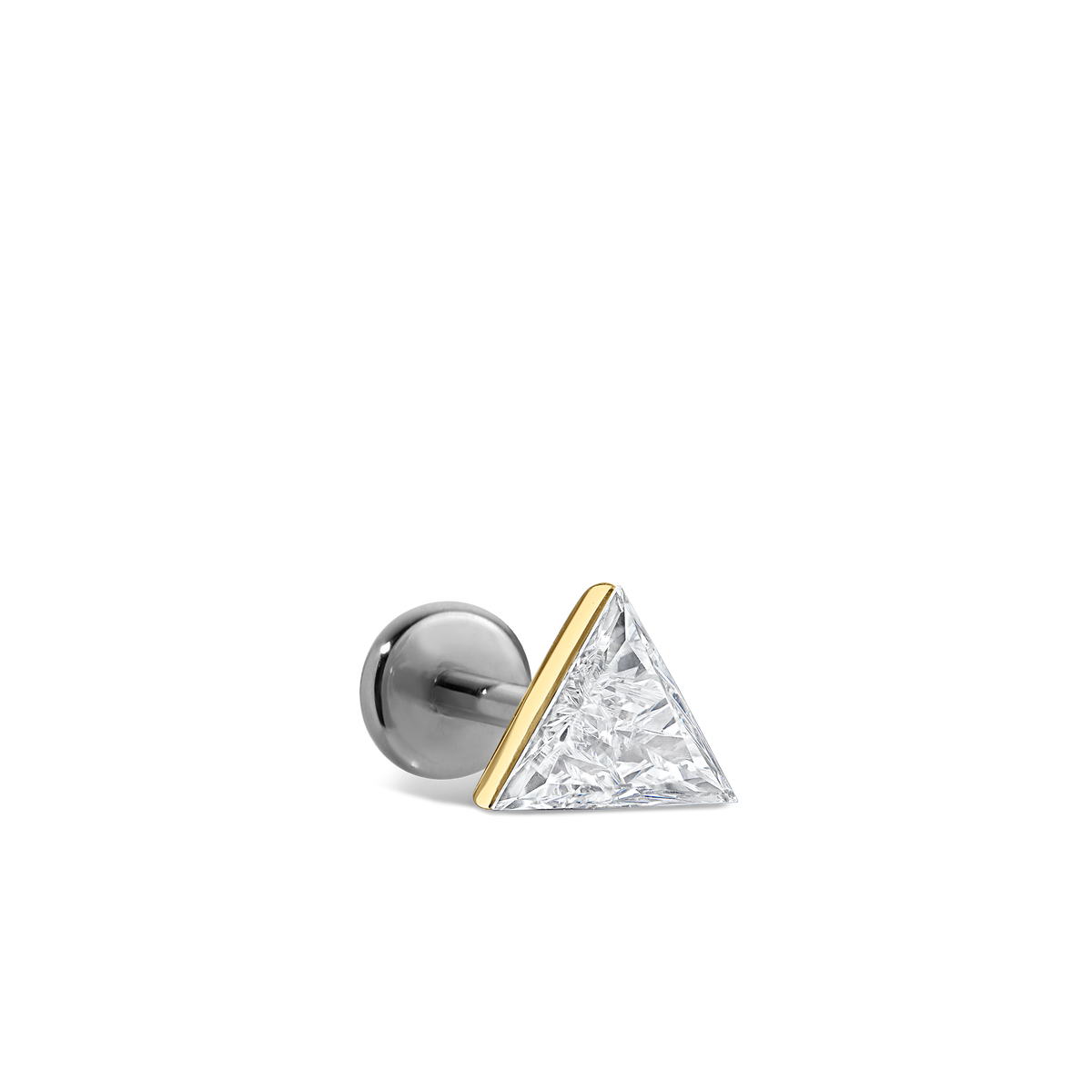 Invisible Set Triangle Diamond Threaded Stud Earring With Titanium Backing
