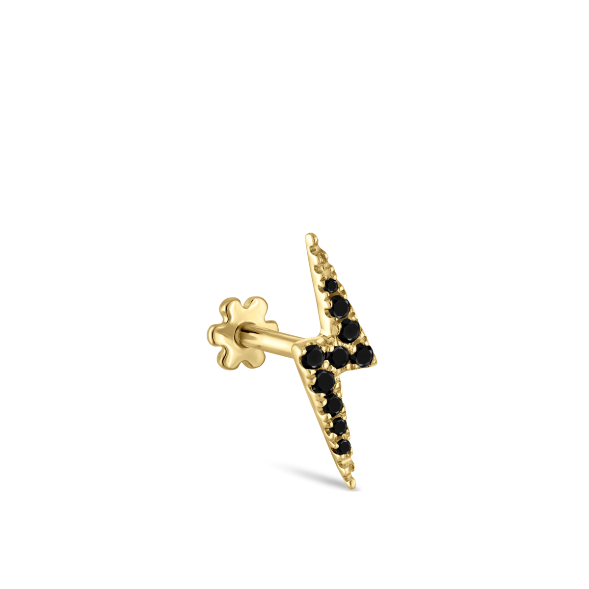 Black Diamond Lightning Bolt Threaded Stud Earring With Titanium Backing