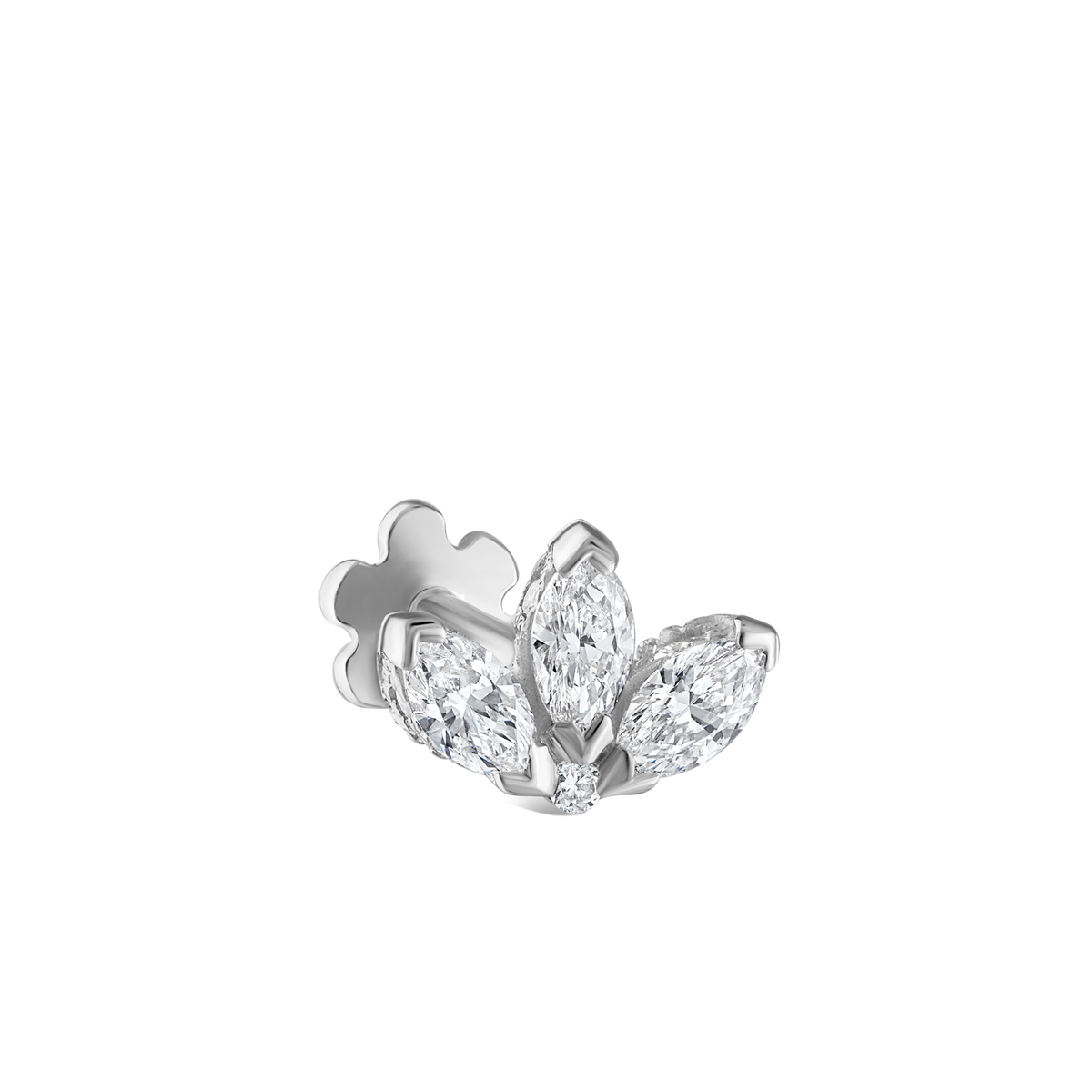 Diamond Engraved Lotus Threaded Stud Earring
