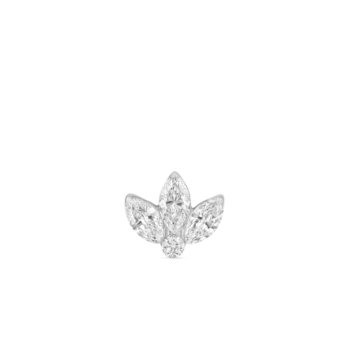 Invisible Diamond Lotus Threaded Stud Earring With Titanium Backing