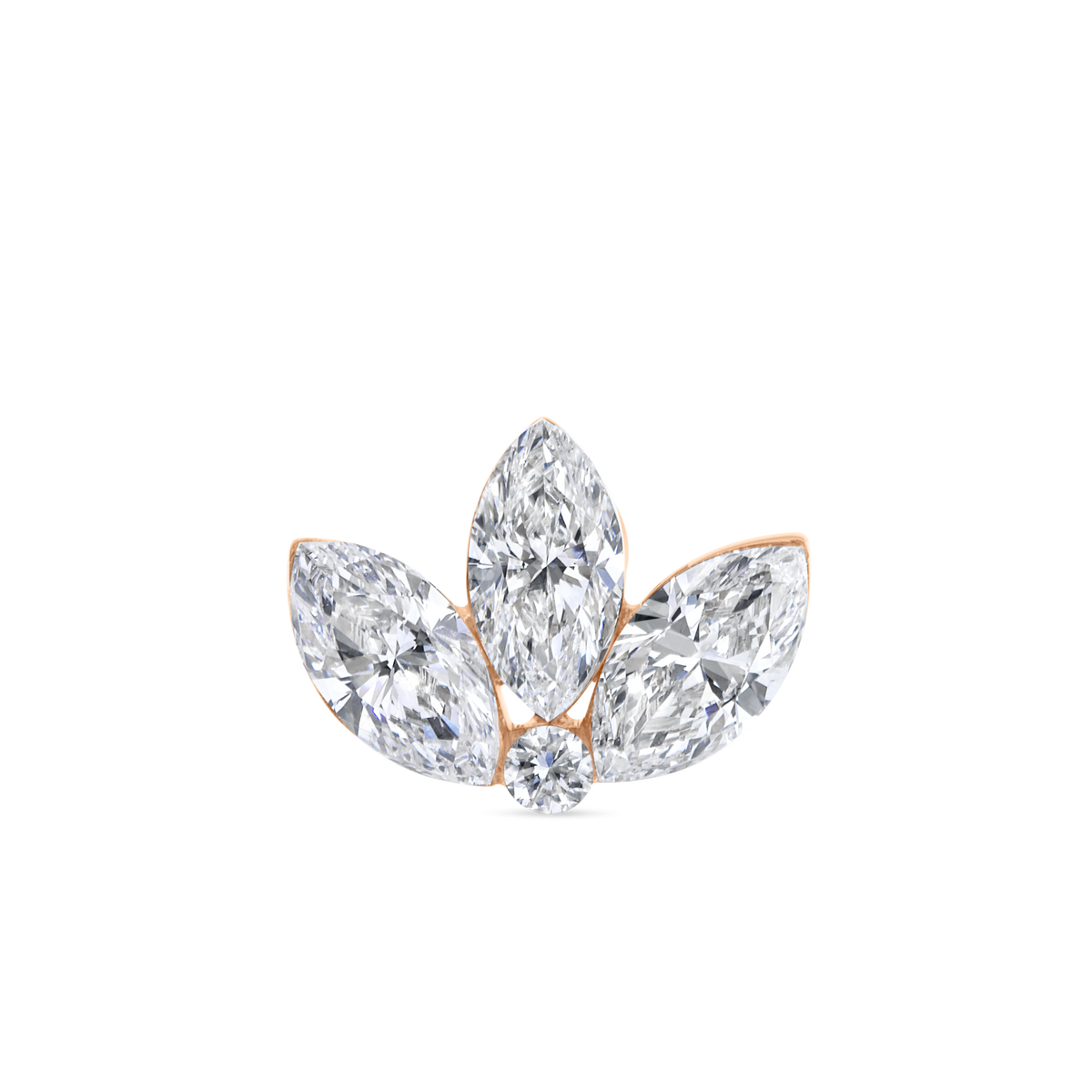 Invisible Diamond Lotus Threaded Stud Earring With Titanium Backing