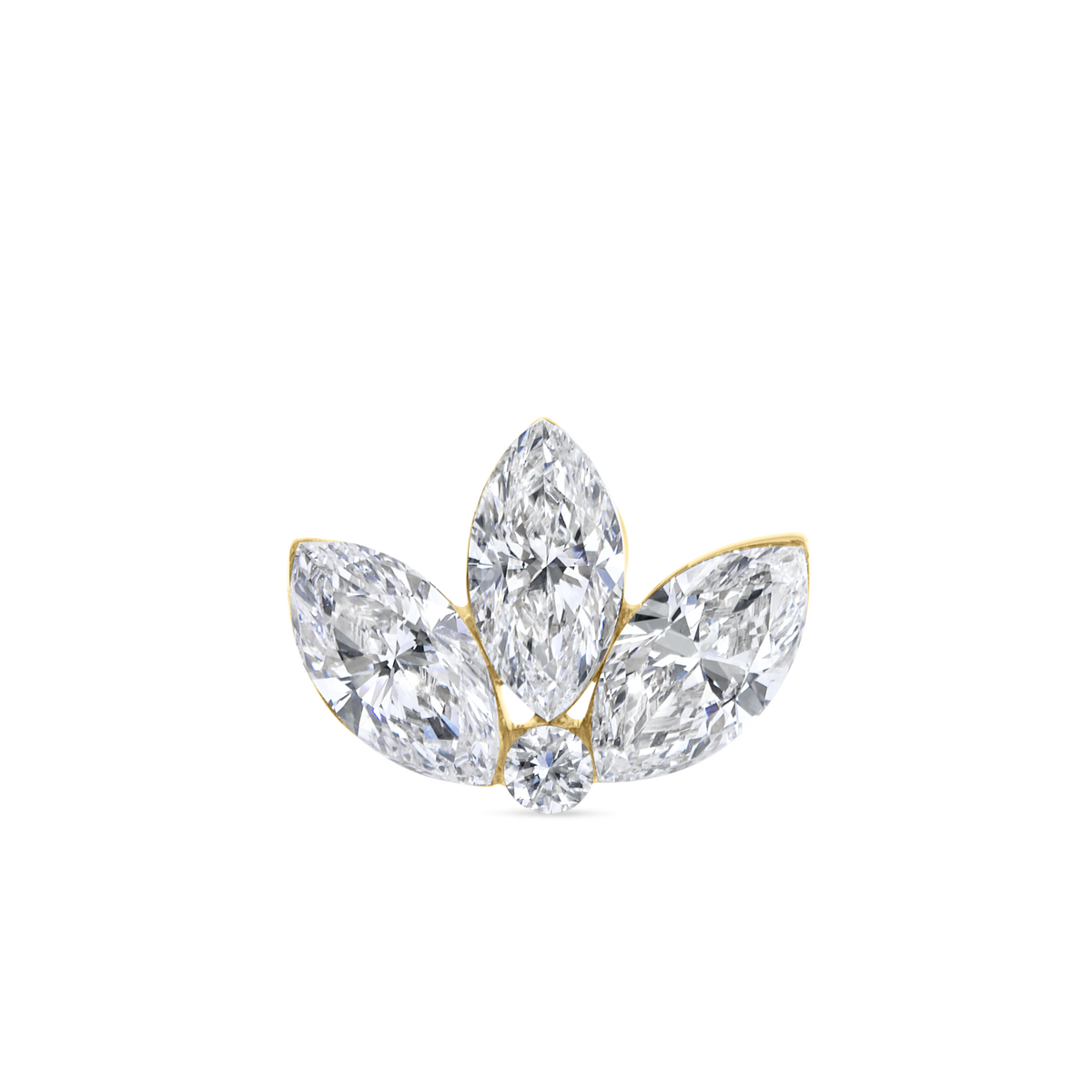 Invisible Diamond Lotus Threaded Stud Earring With Titanium Backing