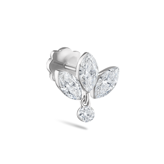 Invisible Diamond Lotus with Dangle Threaded Stud Earring