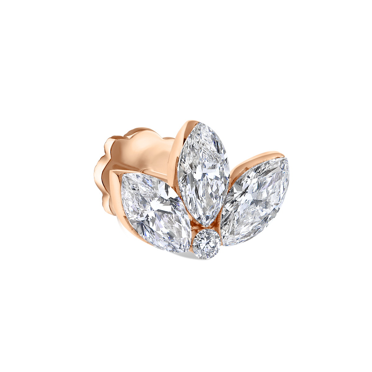 Invisible Diamond Lotus Threaded Stud Earring