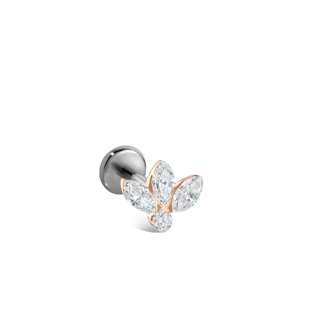 Diamond Engraved Lotus Threaded Stud Earring With Titanium Backing