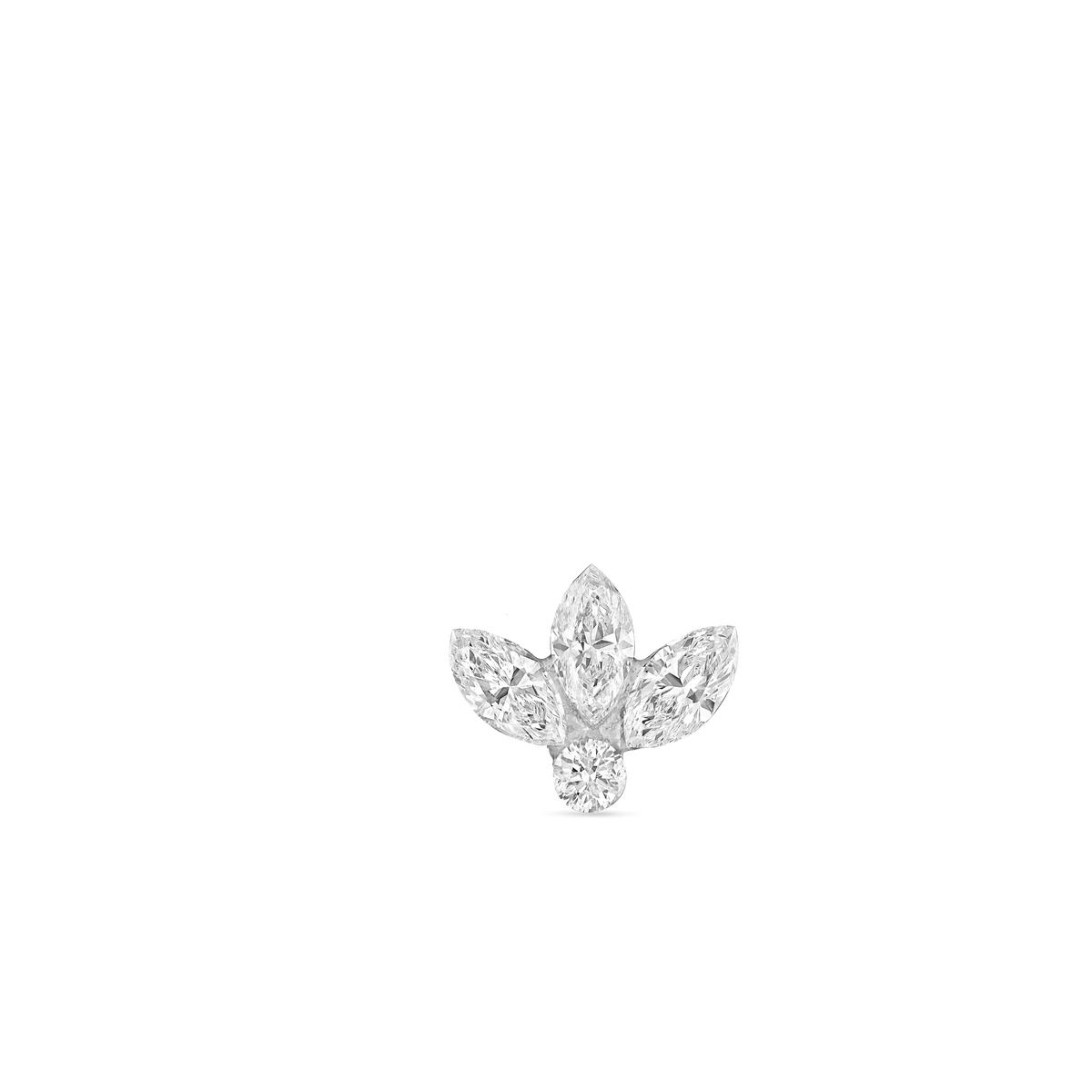 Invisible Diamond Lotus Threaded Stud Earring With Titanium Backing