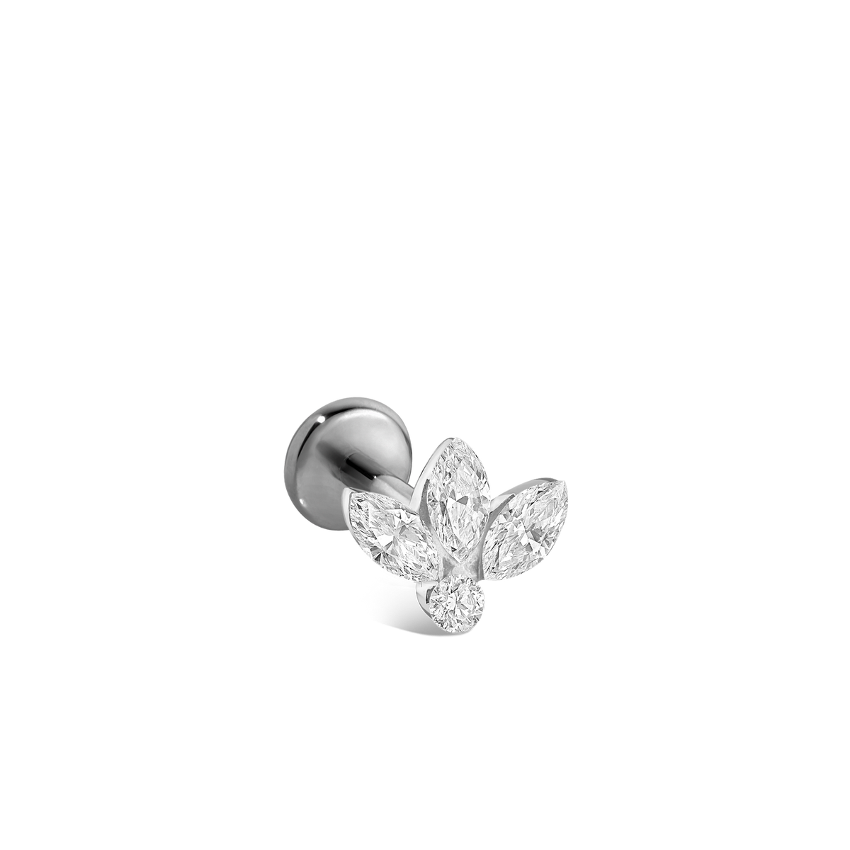 Diamond Engraved Lotus Threaded Stud Earring With Titanium Backing