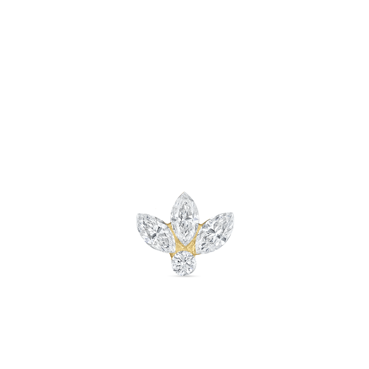 Invisible Diamond Lotus Threaded Stud Earring With Titanium Backing