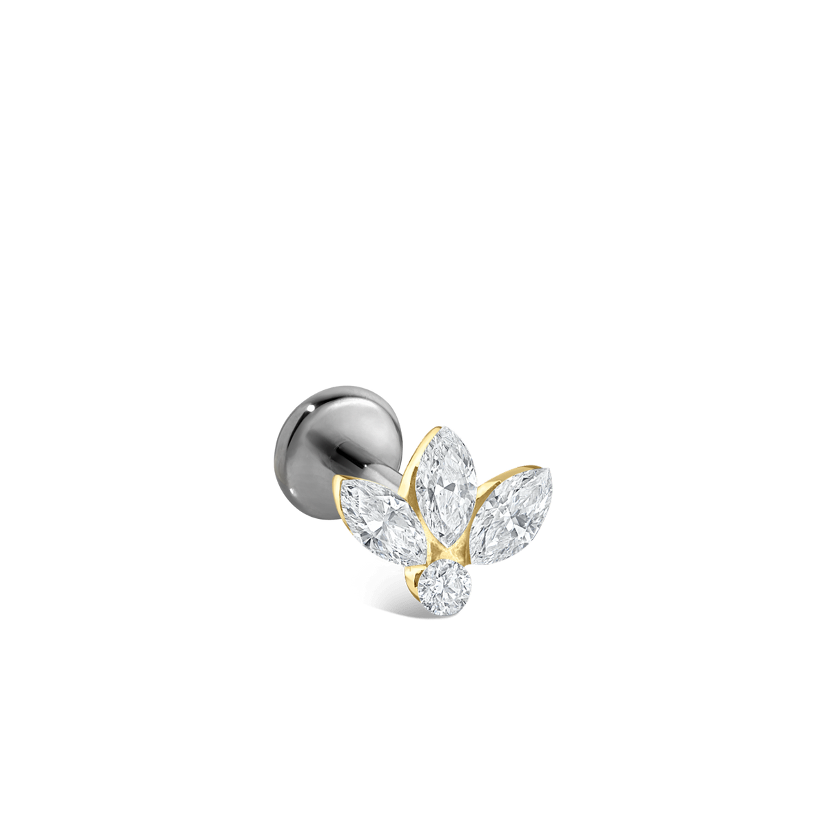 Invisible Diamond Lotus Threaded Stud Earring With Titanium Backing