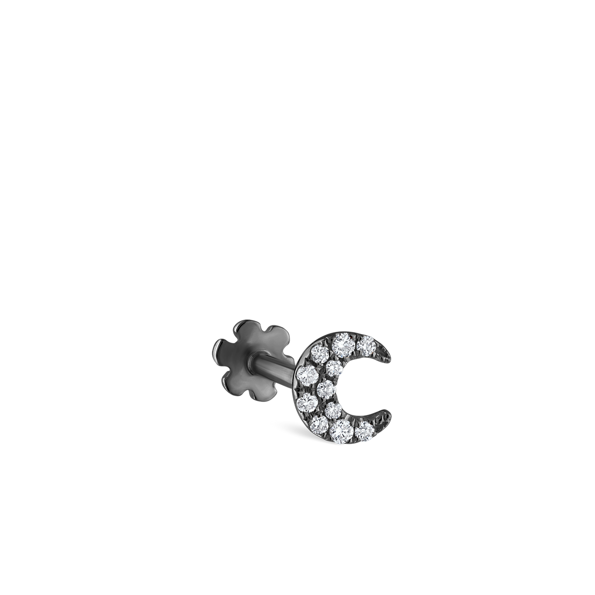 Diamond Moon Threaded Stud Earring