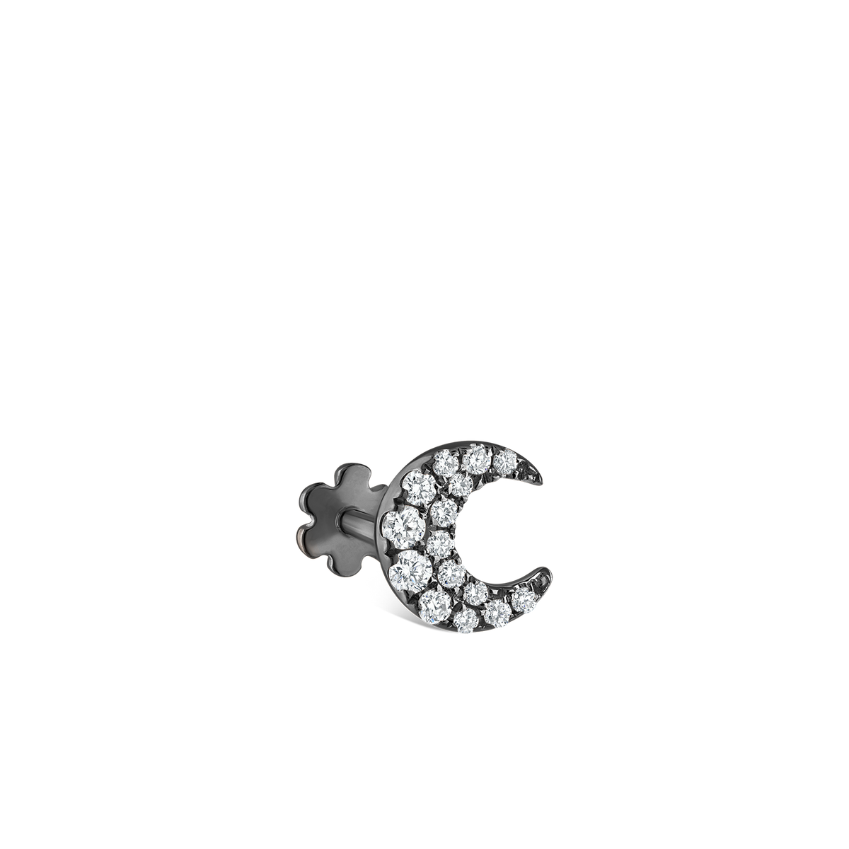 Diamond Moon Threaded Stud Earring