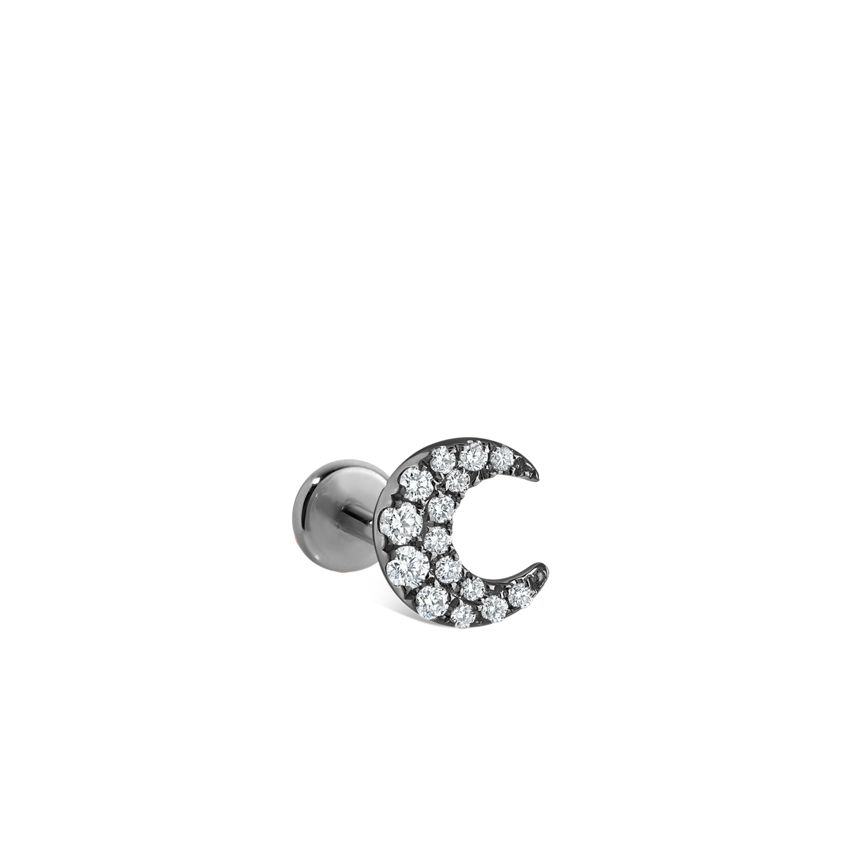 Diamond Moon Threaded Stud Earring With Titanium Backing