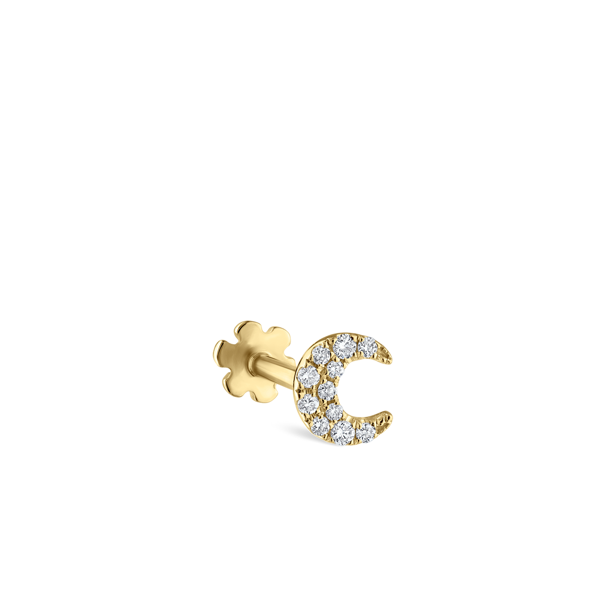 Diamond Moon Threaded Stud Earring