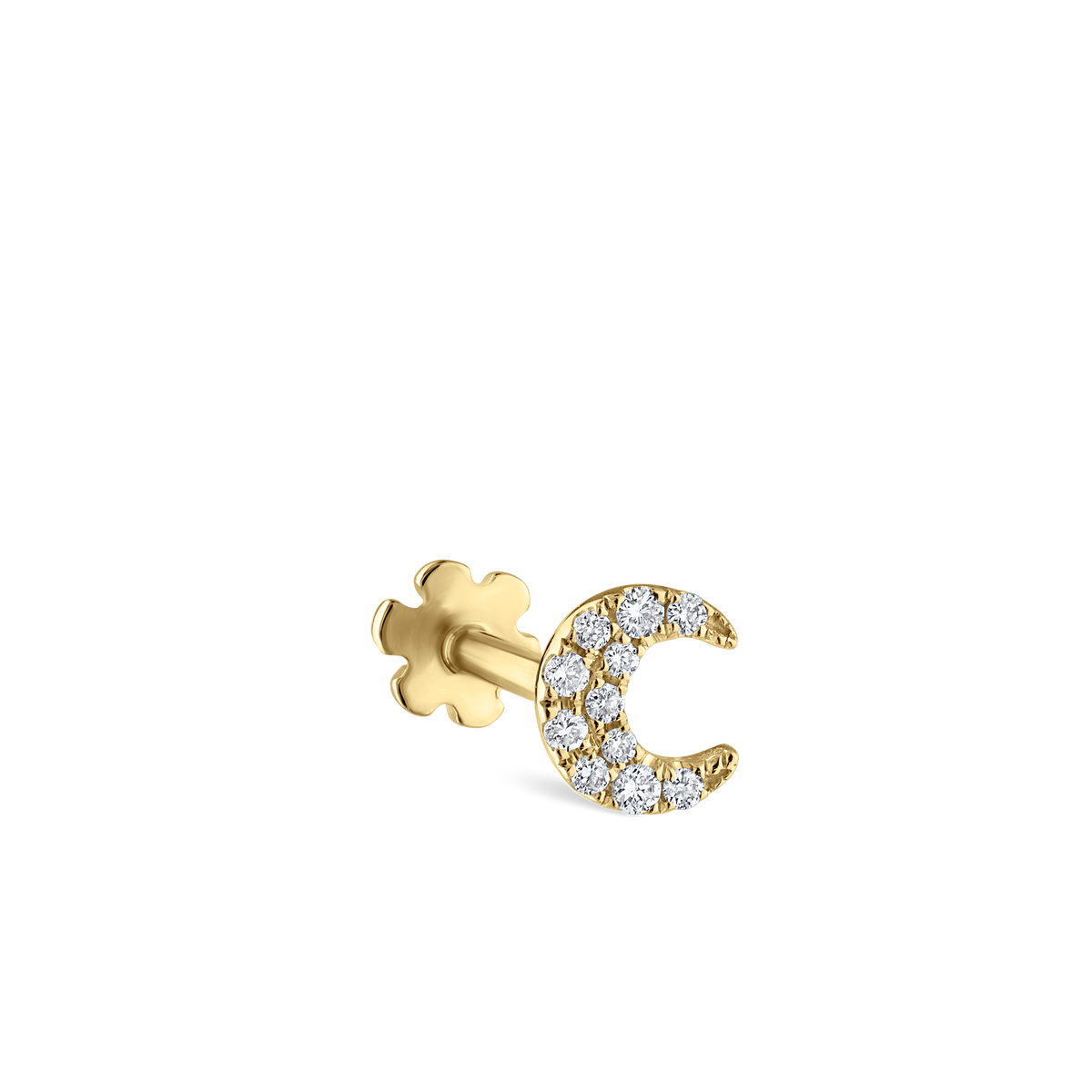 Diamond Moon Threaded Stud Earring