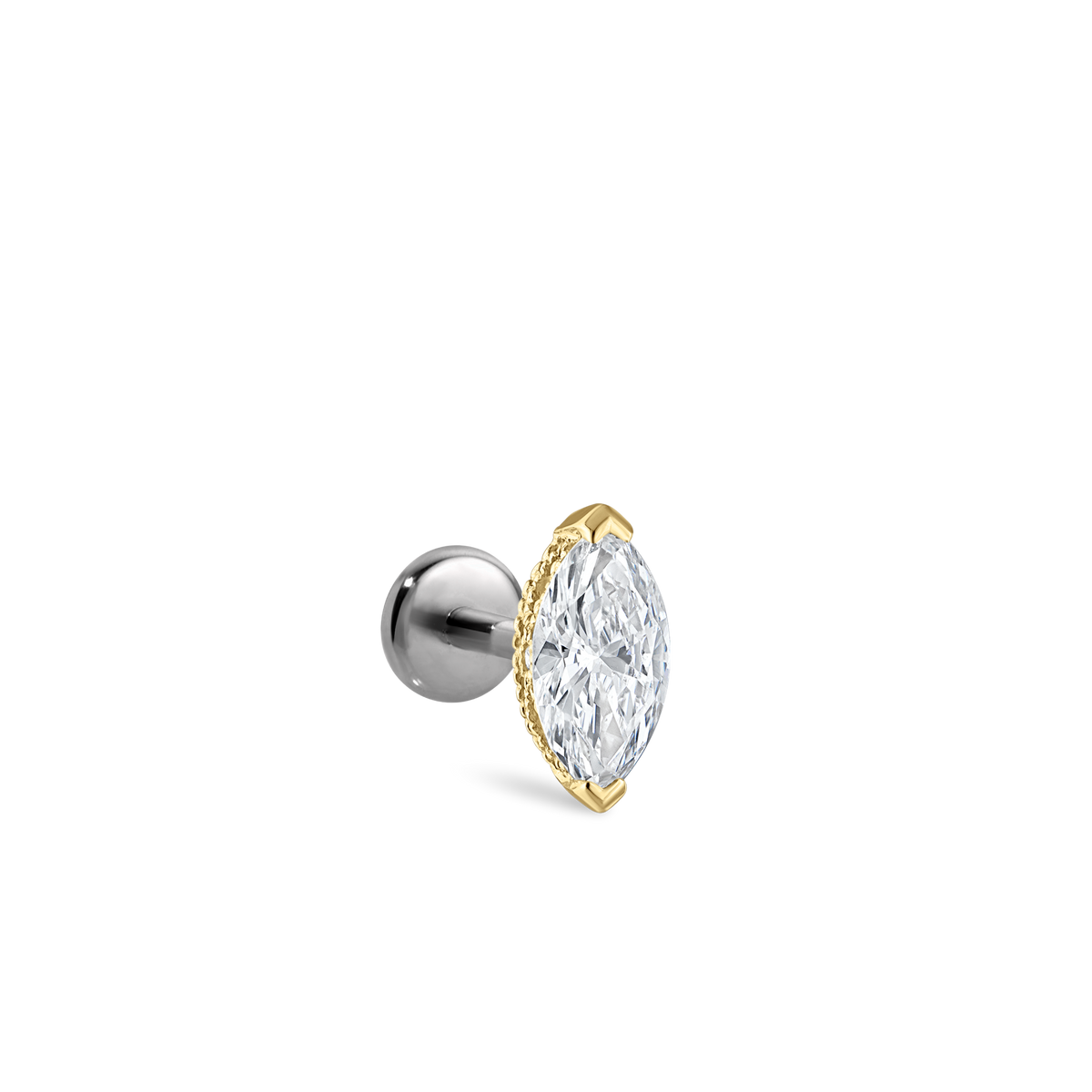 Marquise Diamond Threaded Stud Earring With Titanium Backing