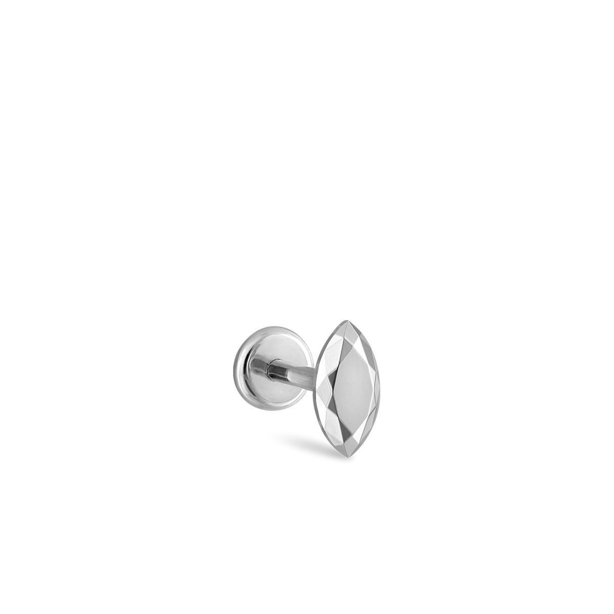 Faceted Gold Marquise Threaded Stud Earring