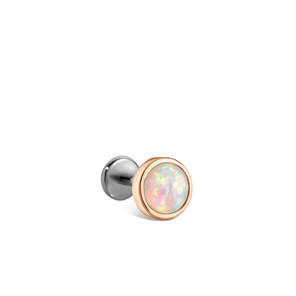 Opal Threaded Stud Earring With Titanium Backing