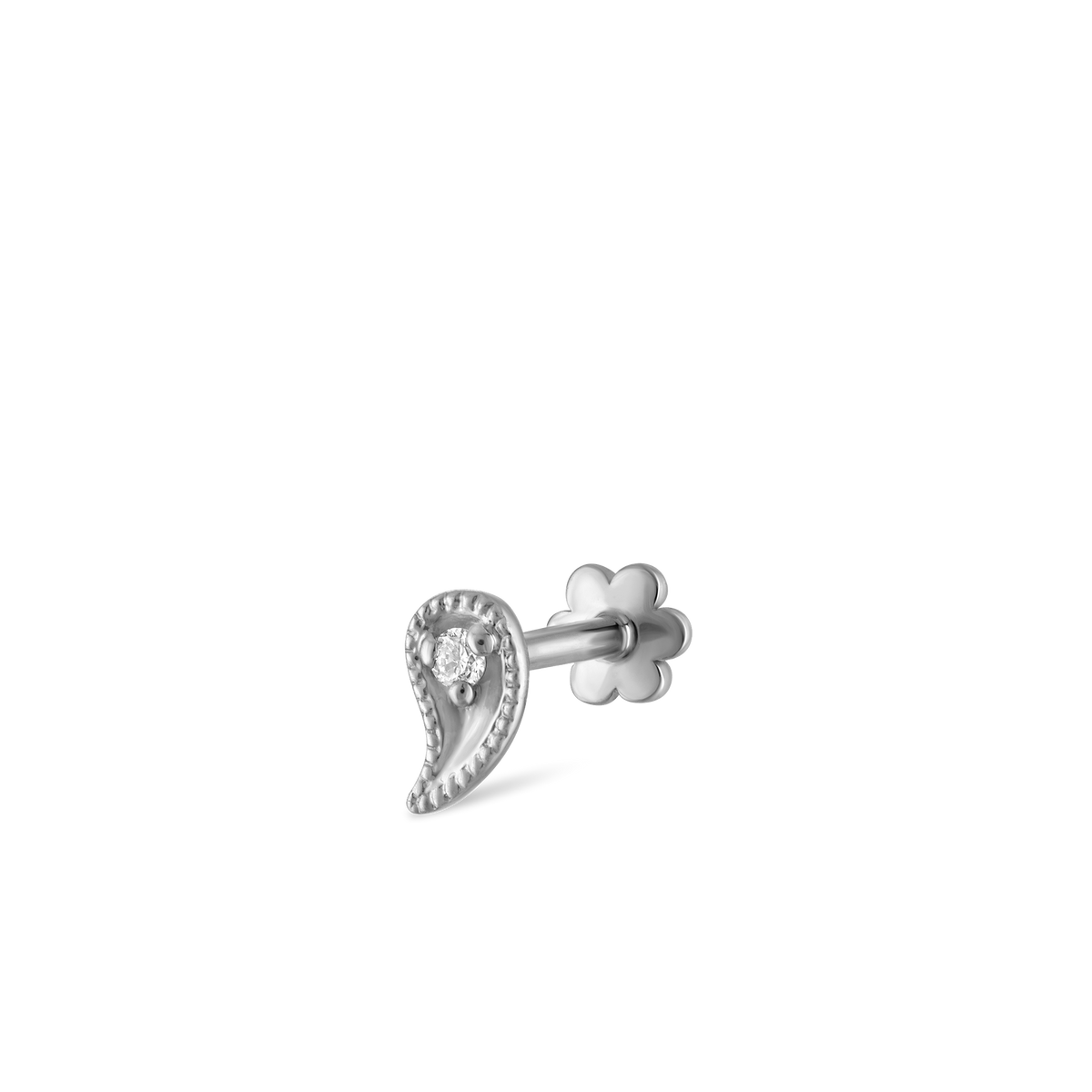 Diamond Paisley Threaded Stud Earring