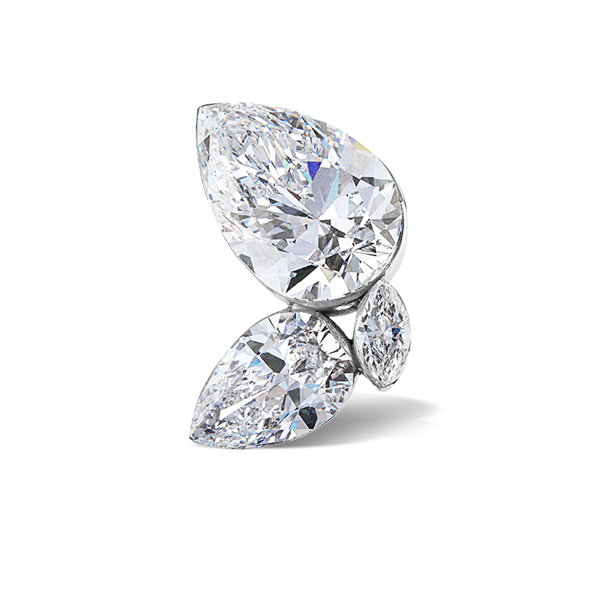 Grand Pear Diamond Echo Threaded Stud Earring