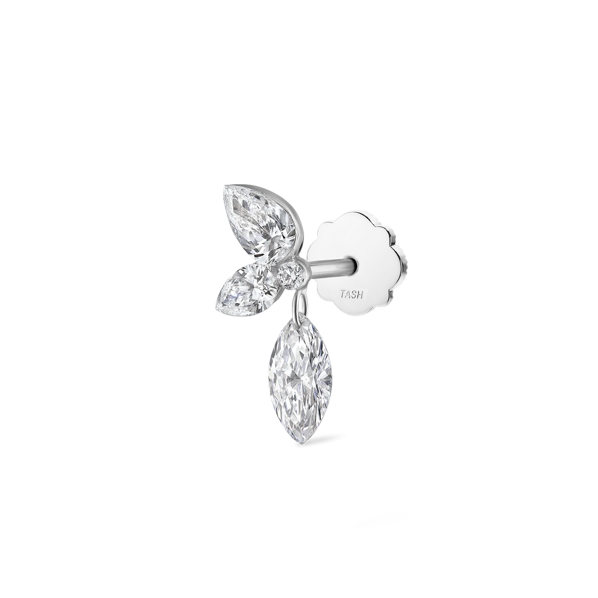 Marquise Pear Diamond Echo Threaded Stud Earring