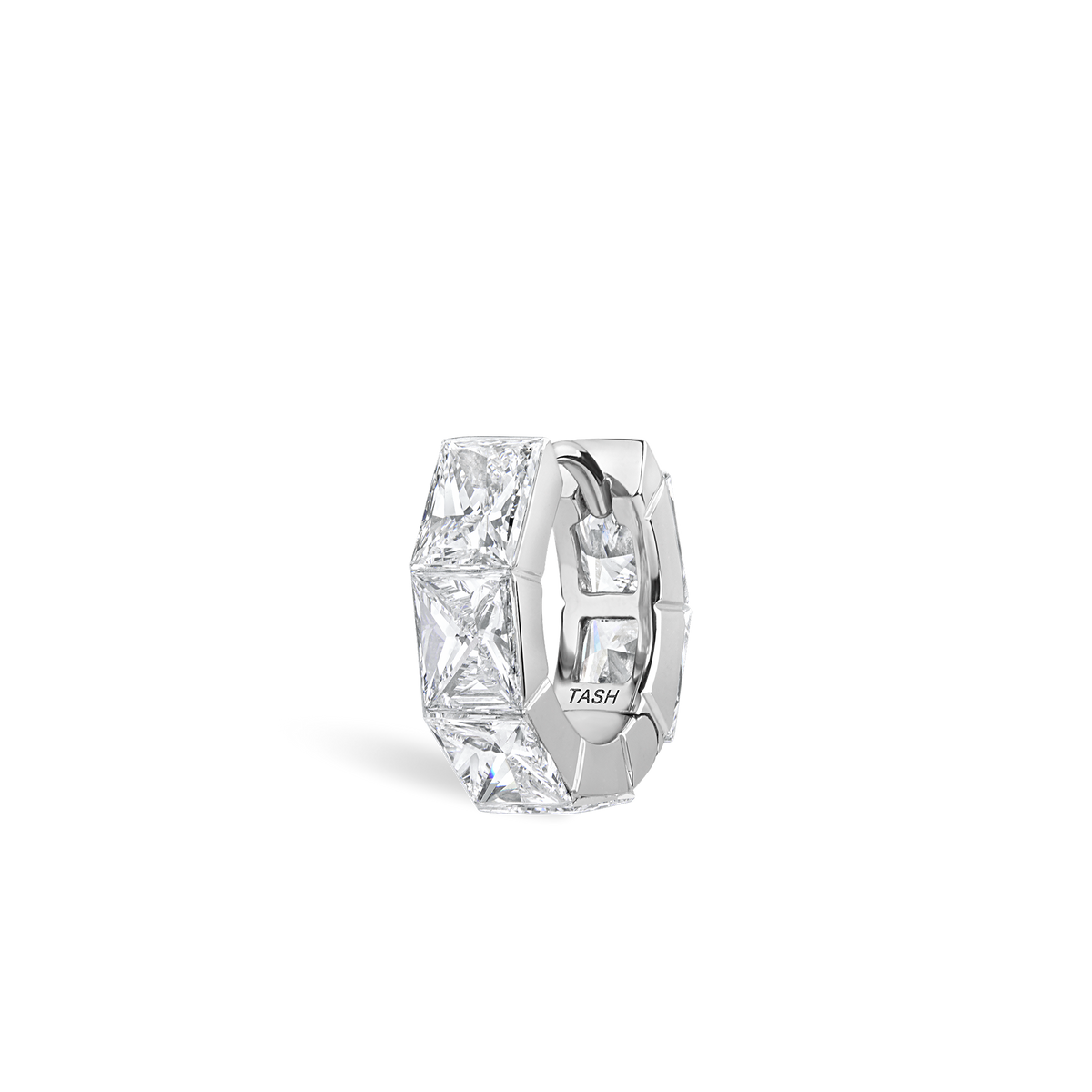 Invisible Set Elongated Princess Diamond Eternity Hoop Earring