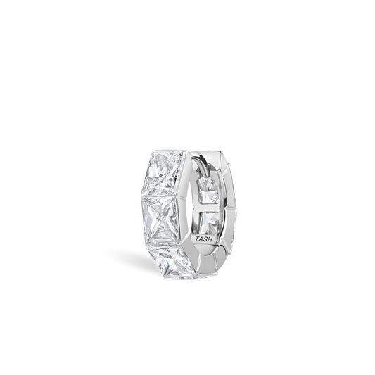 Invisible Set Elongated Princess Diamond Eternity Hoop Earring