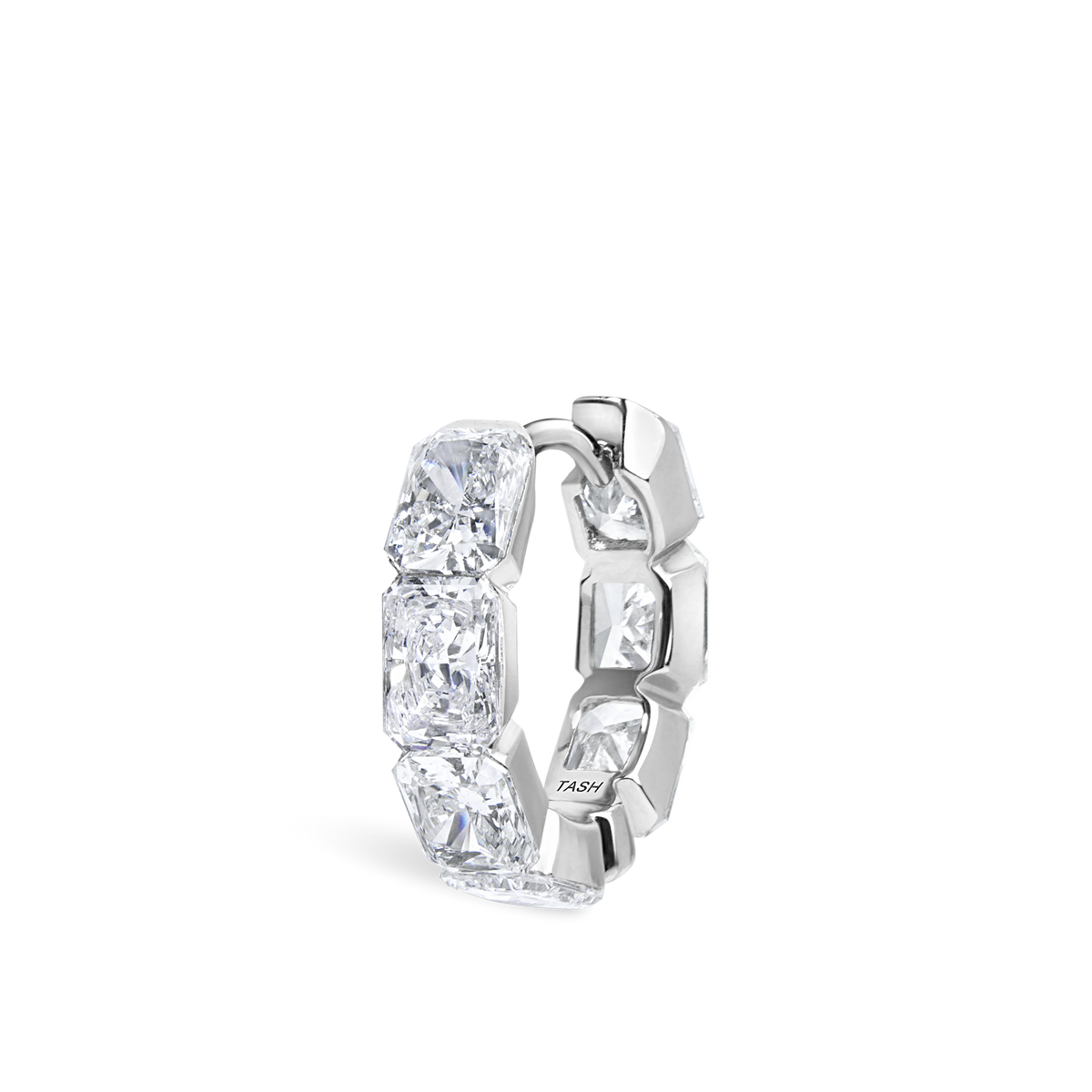 Invisible Set Radiant Cut Diamond Eternity Hoop Earring