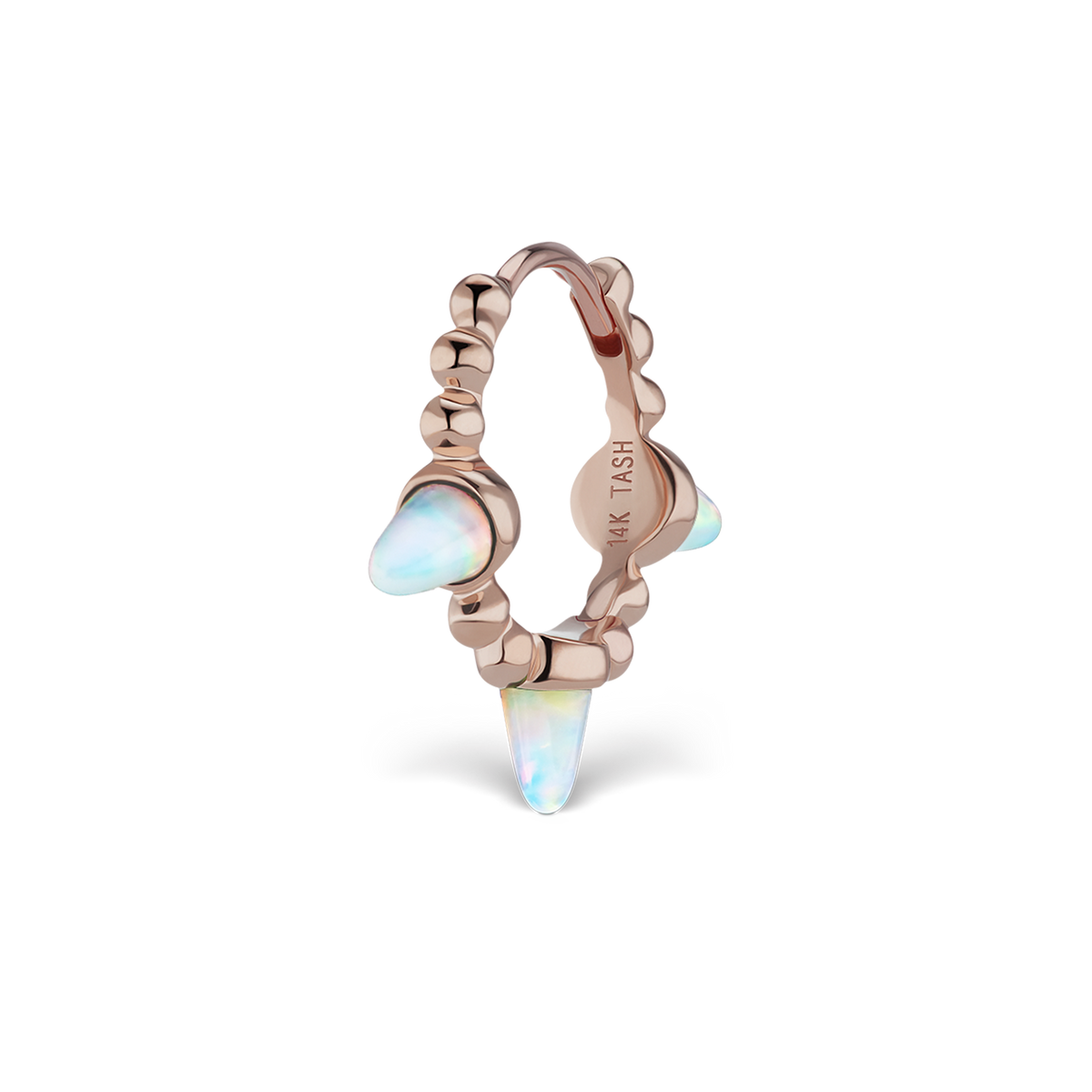 Triple Short Opal Spike Granulated Hoop Earring